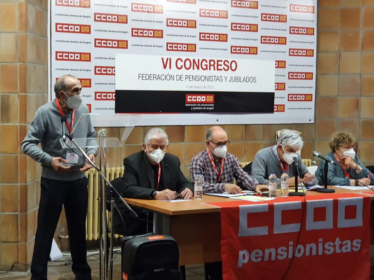 El Secretario general de Pensionistas de CCOO, Julin Gutirrez, interviene en el VI Congreso de la Federacin de Pensionistas y Jubilados de CCOO de Aragn